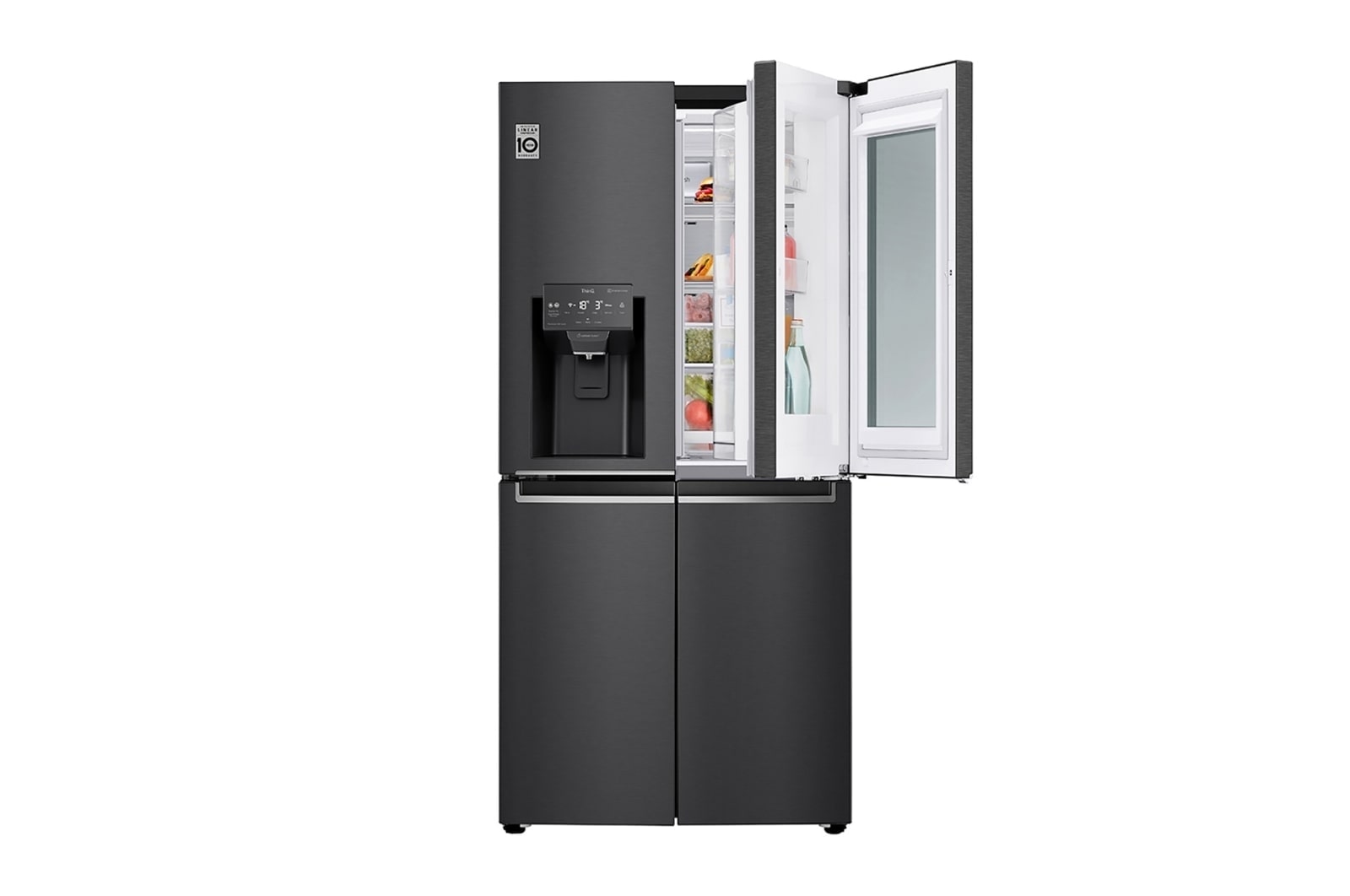 LG Multi-Door mit InstaView Door-in-Door ®  | Eis-, Crushed Ice- und Wasserspender  | ​508​ Liter Kapazität | Energieeffizienzklasse ​F​ | Festwasseranschluss | Matte Black Steel | ​GMX844MC6F, GMX844MC6F