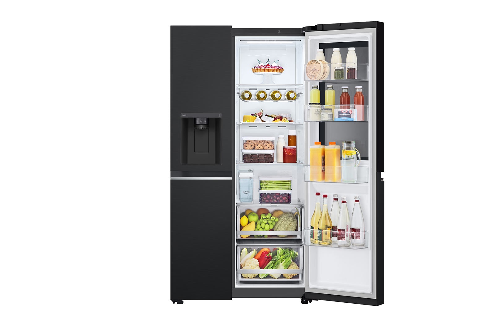 LG Side-by-Side mit InstaView | Eis-, Crushed Ice- und Wasserspender | 635 Liter Kapazität | Energieeffizienzklasse E | Interner Wassertank 4L | Matte Black | GSGV81EPLL, GSGV81EPLL