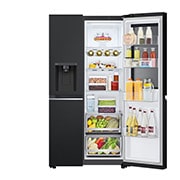 LG Side-by-Side mit InstaView | Eis-, Crushed Ice- und Wasserspender | 635 Liter Kapazität | Energieeffizienzklasse E | Interner Wassertank 4L | Matte Black | GSGV81EPLL, GSGV81EPLL