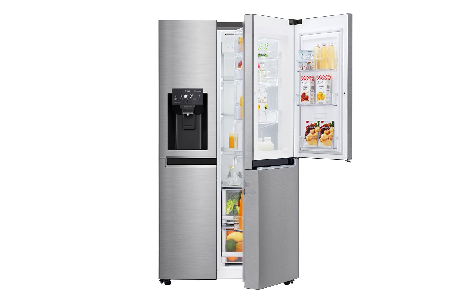 LG Side-by-Side mit mit Eis-, Crushed Ice- und Wasserspender | Total No Frost | Kein Festwasseranschluss | 627 L Kapazität , GSJ760PZZE