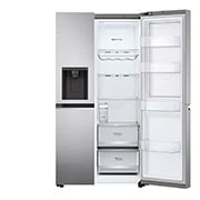 LG Side-by-Side mit Door-in-Door ™ |  Eis-, Crushed Ice- und Wasserspender  | 635 Liter Kapazität | Interner Wassertank 4L | Matt Black Steel | LG GSJV71PZLE, GSJV71PZLE