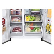 LG Side-by-Side mit Door-in-Door ™ |  Eis-, Crushed Ice- und Wasserspender  | 635 Liter Kapazität | Interner Wassertank 4L | Matt Black Steel | LG GSJV71PZLE, GSJV71PZLE