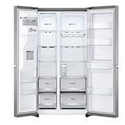 LG Side-by-Side mit Door-in-Door ™ |  Eis-, Crushed Ice- und Wasserspender  | 635 Liter Kapazität | Interner Wassertank 4L | Matt Black Steel | LG GSJV71PZLE, GSJV71PZLE