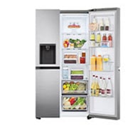 LG Side-by-Side mit Door-in-Door ™ |  Eis-, Crushed Ice- und Wasserspender  | 635 Liter Kapazität | Interner Wassertank 4L | Platinum Silver | LG GSJV71PZTE, GSJV71PZTE