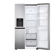 LG Side-by-Side mit Door-in-Door ™ |  Eis-, Crushed Ice- und Wasserspender  | 635 Liter Kapazität | Interner Wassertank 4L | Platinum Silver | LG GSJV71PZTE, GSJV71PZTE