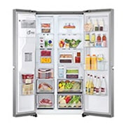 LG Side-by-Side mit Door-in-Door ™ |  Eis-, Crushed Ice- und Wasserspender  | 635 Liter Kapazität | Interner Wassertank 4L | Platinum Silver | LG GSJV71PZTE, GSJV71PZTE