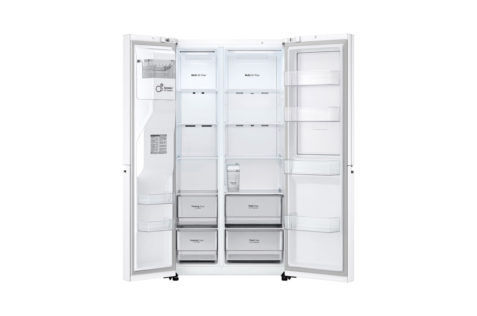 LG Side-by-Side mit Door-in-Door® | Eis-, Crushed Ice- und Wasserspender | 635 Liter Kapazität | Energieeffizienzklasse E | Interner Wassertank 4L | Super White | LG GSJV71SWTE, GSJV71SWTE