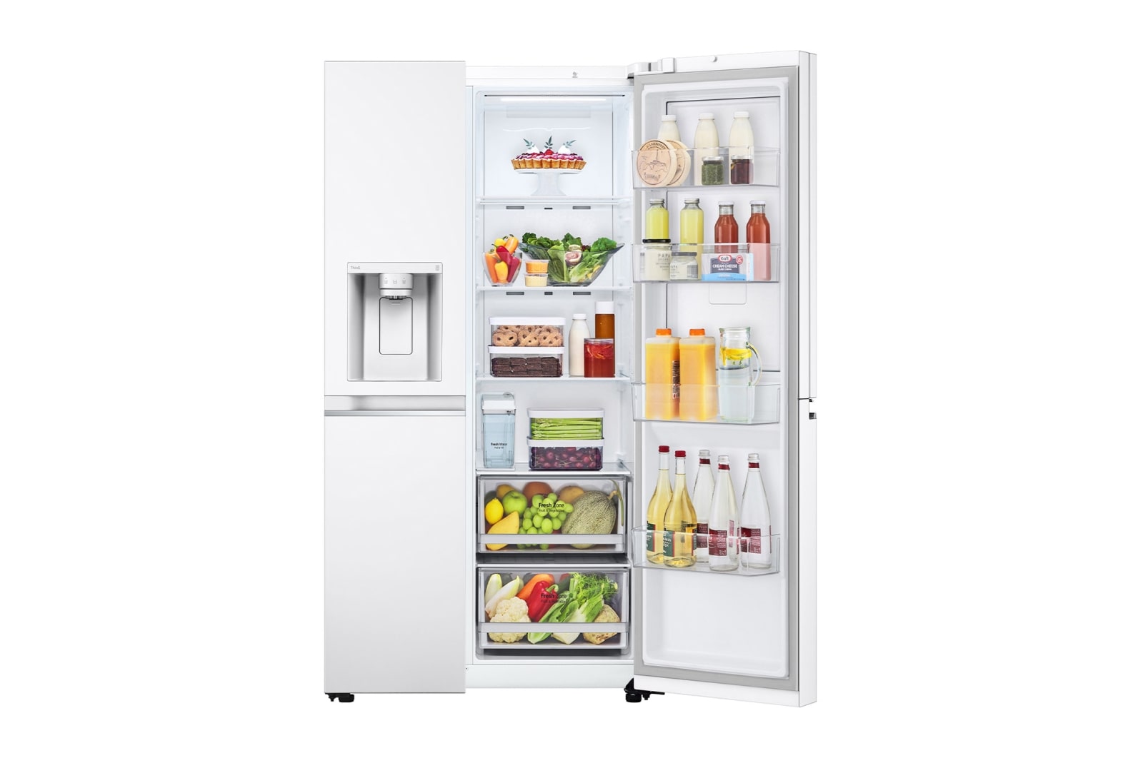 LG Side-by-Side mit Door-in-Door® | Eis-, Crushed Ice- und Wasserspender | 635 Liter Kapazität | Energieeffizienzklasse E | Interner Wassertank 4L | Super White | LG GSJV71SWTE, GSJV71SWTE