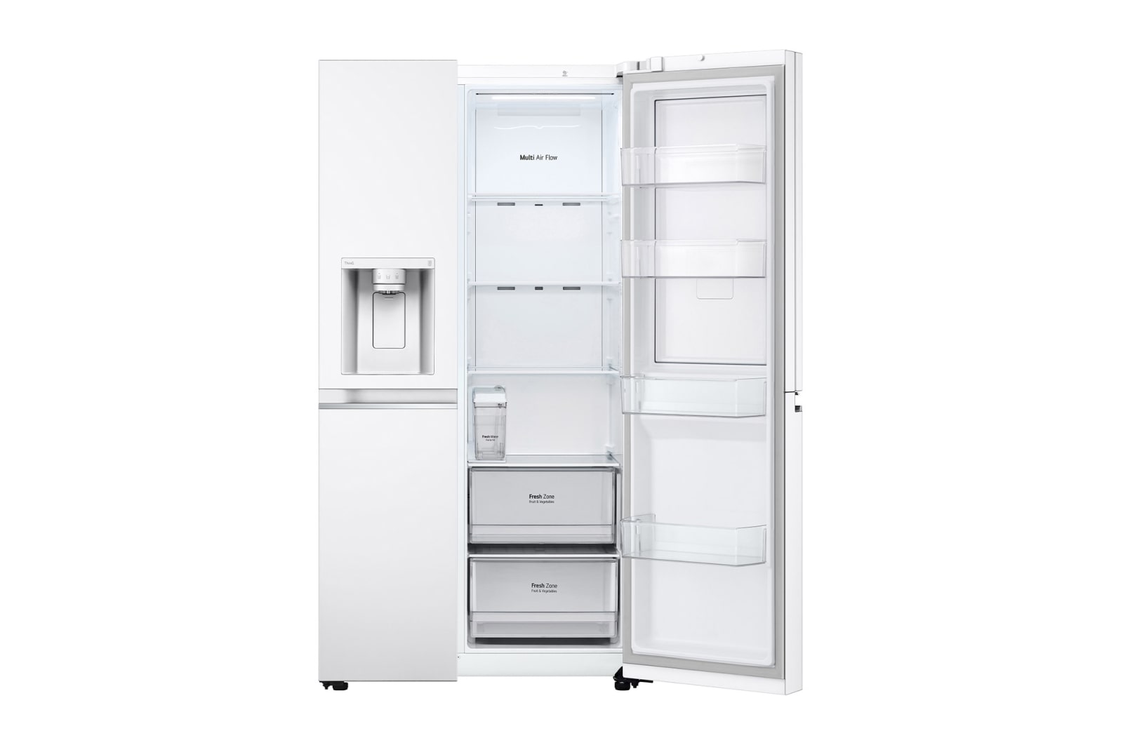 LG Side-by-Side mit Door-in-Door® | Eis-, Crushed Ice- und Wasserspender | 635 Liter Kapazität | Energieeffizienzklasse E | Interner Wassertank 4L | Super White | LG GSJV71SWTE, GSJV71SWTE