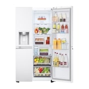 LG Side-by-Side mit Door-in-Door® | Eis-, Crushed Ice- und Wasserspender | 635 Liter Kapazität | Energieeffizienzklasse E | Interner Wassertank 4L | Super White | LG GSJV71SWTE, GSJV71SWTE