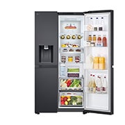 LG Side-by-Side mit Eis-, Crushed Ice- und Wasserspender | 628 Liter Kapazität | EEK C | Interner Wassertank 4L | Essence Black Steel | GSLE91EVAC, GSLE91EVAC