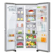 LG Side-by-Side mit InstaView Door-in-Door™ | 625 Liter Kapazität | Eis-, CrushedIce-und Wasserspender | Festwasseranschluss | Total No Frost | DoorCooling+™ |ThinQ®, GSX960NECE