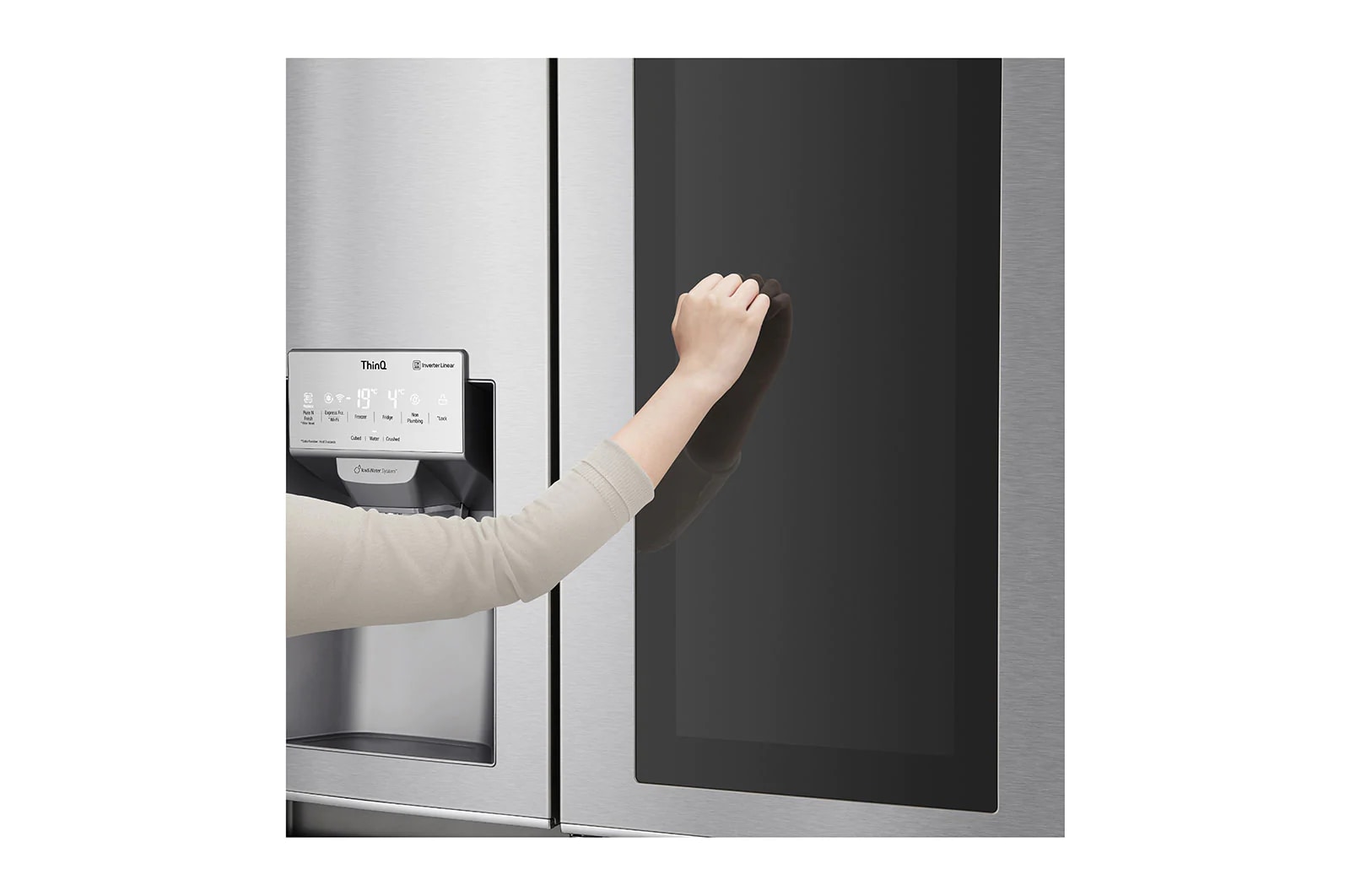 LG Side-by-Side mit InstaView Door-in-Door™ | 625 Liter Kapazität | Eis-, Crushed Ice-und Wasserspender | kein Festwasseranschluss | Total No Frost, GSX971NEAE