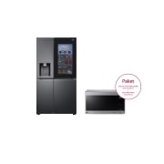 LG Side-by-Side mit InstaView Door-in-Door® | 635 Liter Kapazität | Festwasseranschluss | Matte Black Steel | LG GSXV90MCDE & Solo-Mikrowelle | 25 Liter Kapazität | Leistung 1000 Watt | MS2595CIS, GSXV90MCDE.MS2595CIS