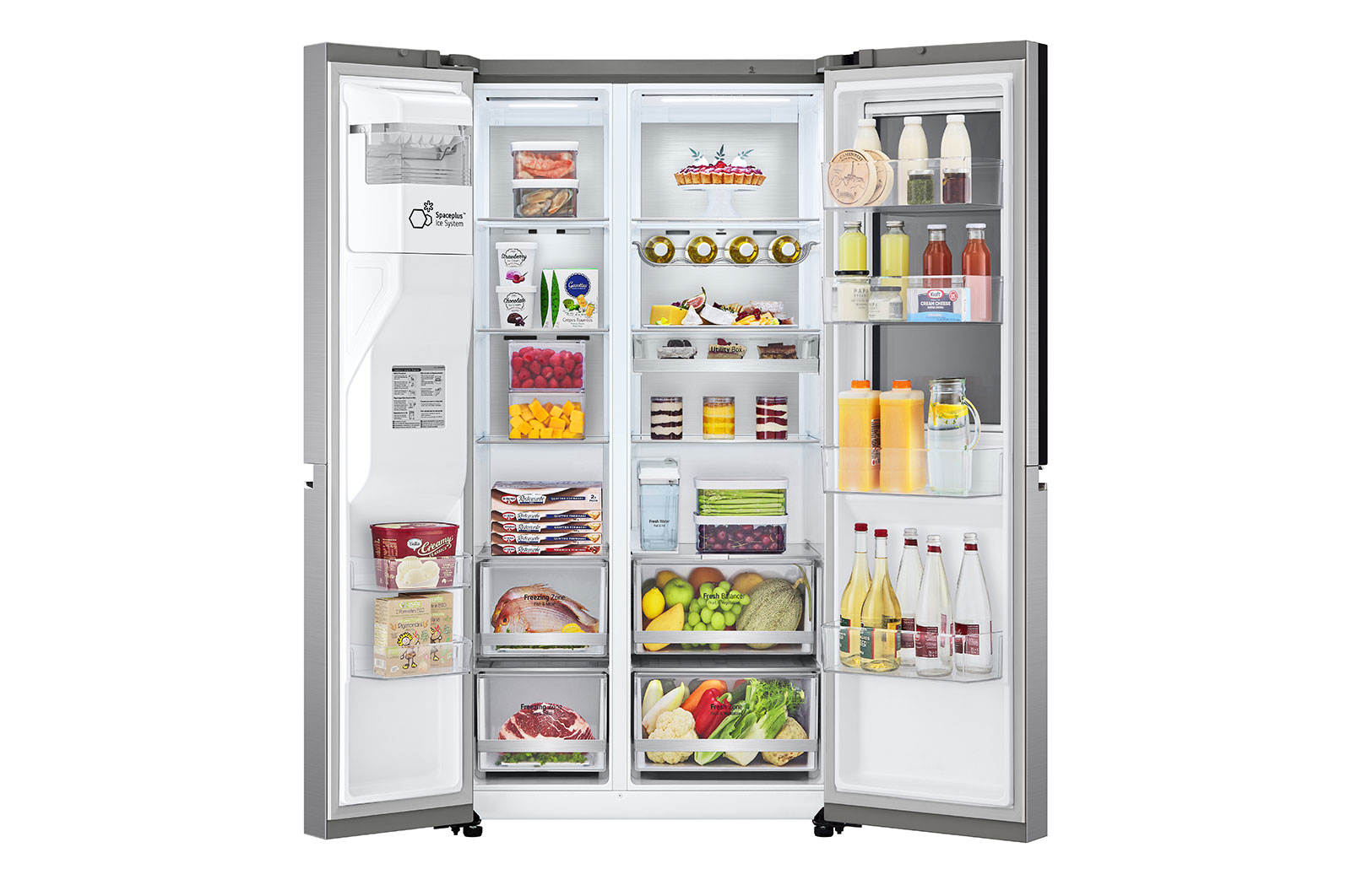 LG Side-by-Side mit InstaView Door-in-Door ™ | Eis-, Crushed Ice- und Wasserspender | 635 Liter Kapazität | Interner Wassertank 4L | LG GSXV91PZAE, GSXV91PZAE