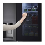 LG Side-by-Side mit InstaView Door-in-Door ™ | Eis-, Crushed Ice- und Wasserspender | 635 Liter Kapazität | Interner Wassertank 4L | Matt Schwarz | LG GSXV91MCAE, GSXV91MCAE