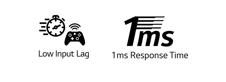 Logo von Low Input Lag, Logo von 1 ms Response Time