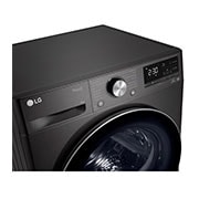 LG Trockner mit Dual Inverter Wärmepumpentechnologie | Automatisch selbstreinigender Kondensator | 8 kg Fassungsvermögen | Wi-Fi-Funktion | Schwarz I Energieeffizienzklasse A+++, RT80V9B