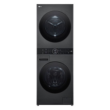 LG WashTower Schwarz (Waschmaschine: A, 12kg, 1350 U./Min.; Trockner: A+++/C, 10kg) Waschmaschine & Trockner in einem Gerät I WT1210BBF, WT1210BBF