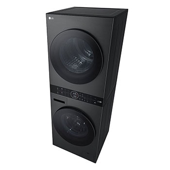LG WashTower Schwarz (Waschmaschine: A, 12kg, 1350 U./Min.; Trockner: A+++/C, 10kg) Waschmaschine & Trockner in einem Gerät I WT1210BBF, WT1210BBF
