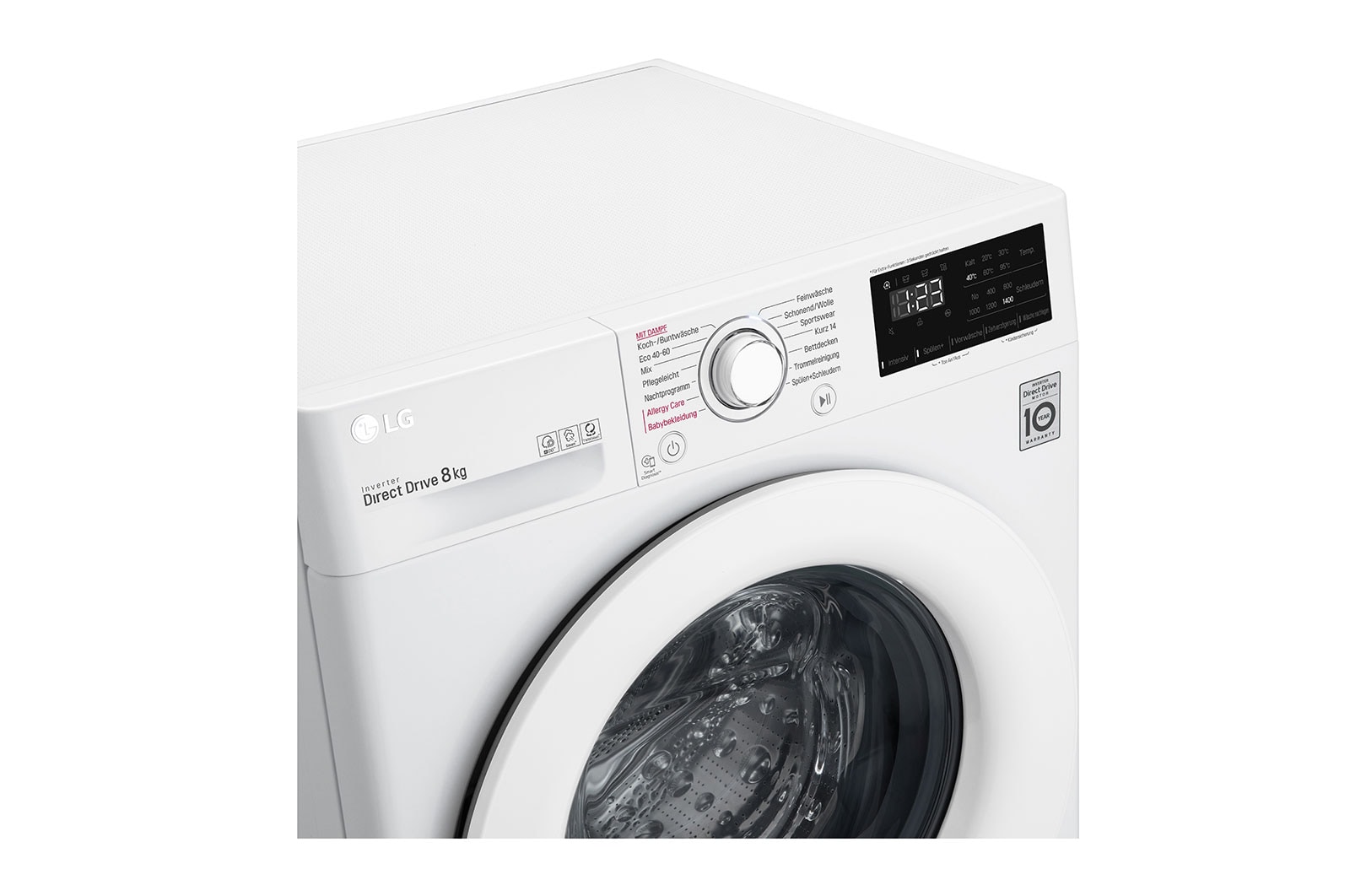 LG Waschmaschine | 8 kg | AI Direct Drive™ | Steam | Neue Wohlfühl-Trommel | weiß | LG F14WM8LN0B, F14WM8LN0B