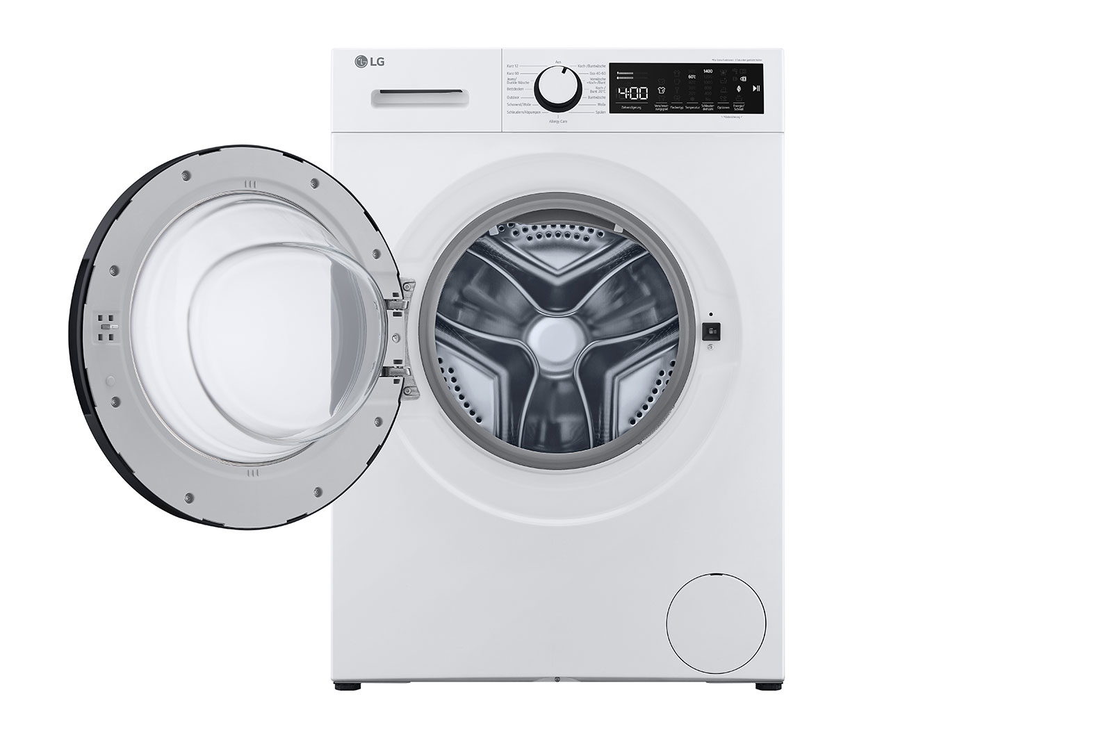 LG Waschmaschine mit 9 kg Kapazität | Energieeffizienzklasse A | 1.400 U/Min. | Weiß mit weißem Bullaugenring | LG F4WN3098M, F4WN3098M