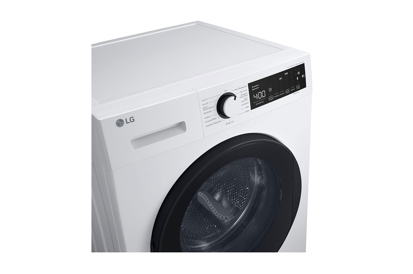 LG Waschmaschine mit 9 kg Kapazität | Energieeffizienzklasse A | 1.400 U/Min. | Weiß mit weißem Bullaugenring | LG F4WN3098M, F4WN3098M