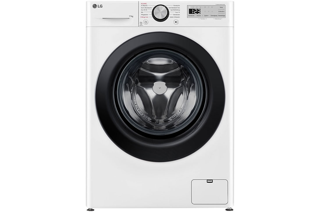 LG Waschmaschine mit 11 kg Kapazität | EEK A | 1.400 U./Min. | Weiß mit schwarzem Bullaugenring | F4WR4911P, F4WR4911P