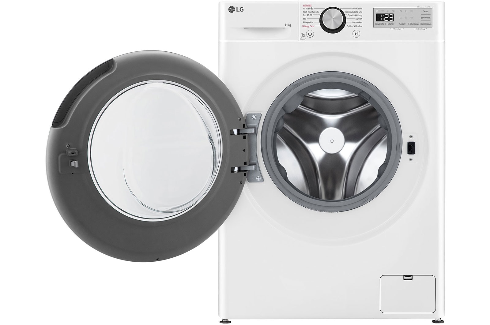 LG Waschmaschine mit 11 kg Kapazität | EEK A | 1.400 U./Min. | Weiß mit schwarzem Bullaugenring | F4WR4911P, F4WR4911P