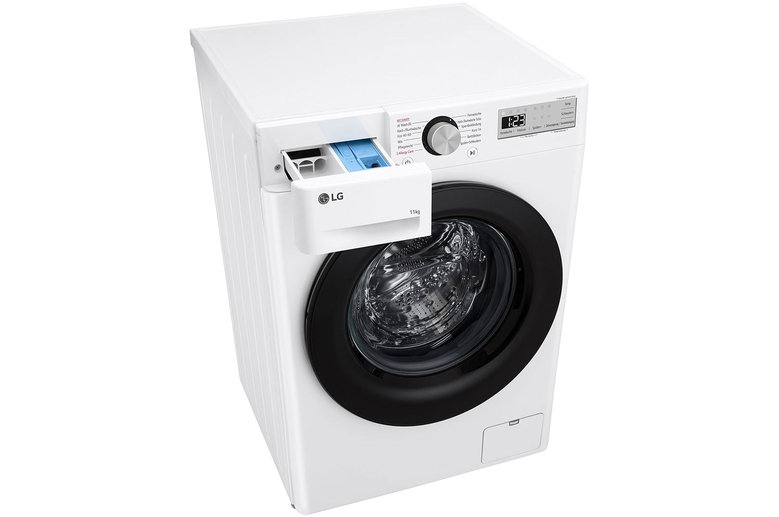 LG Waschmaschine mit 11 kg Kapazität | EEK A | 1.400 U./Min. | Weiß mit schwarzem Bullaugenring | F4WR4911P, F4WR4911P