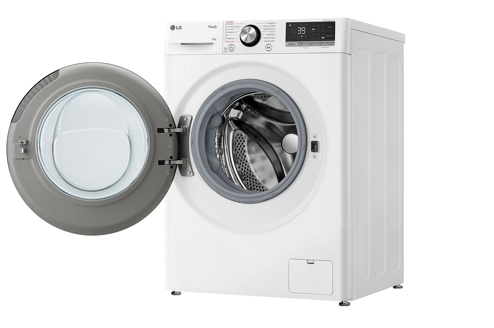 LG Waschmaschine mit 13 kg Kapazität | EEK A | 1.400 U./Min. | Weiß mit schwarzem Bullaugenring | F4WR703Y, F4WR703Y