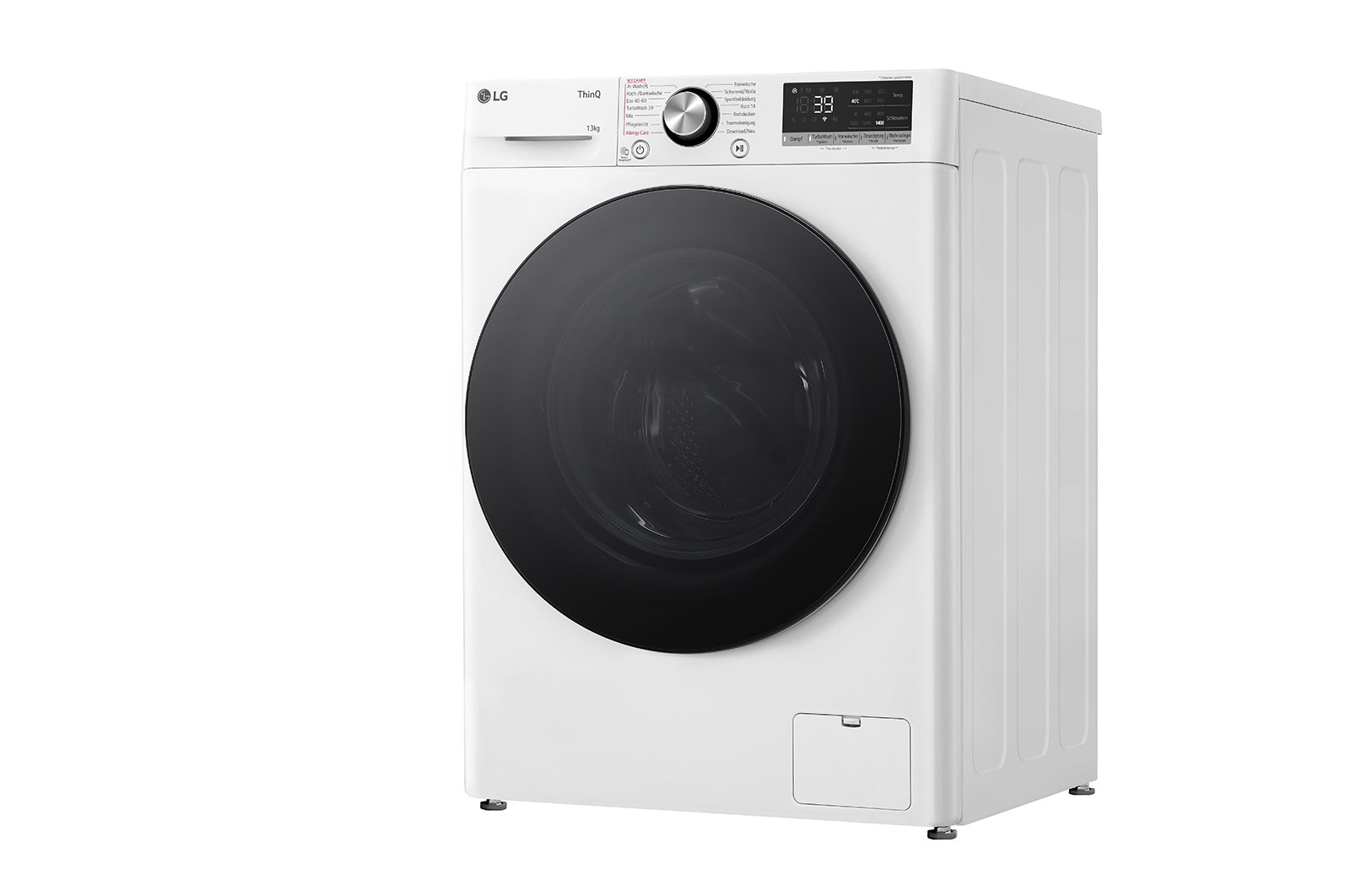 LG Waschmaschine mit 13 kg Kapazität | EEK A | 1.400 U./Min. | Weiß mit schwarzem Bullaugenring | F4WR703Y, F4WR703Y