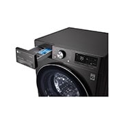 LG Waschmaschine mit 8 kg Kapazität | EEK A | 1.400 U./Min. | Metallic Black Steel mit Chromring Bullauge | F4WV708P2BA, F4WV708P2BA