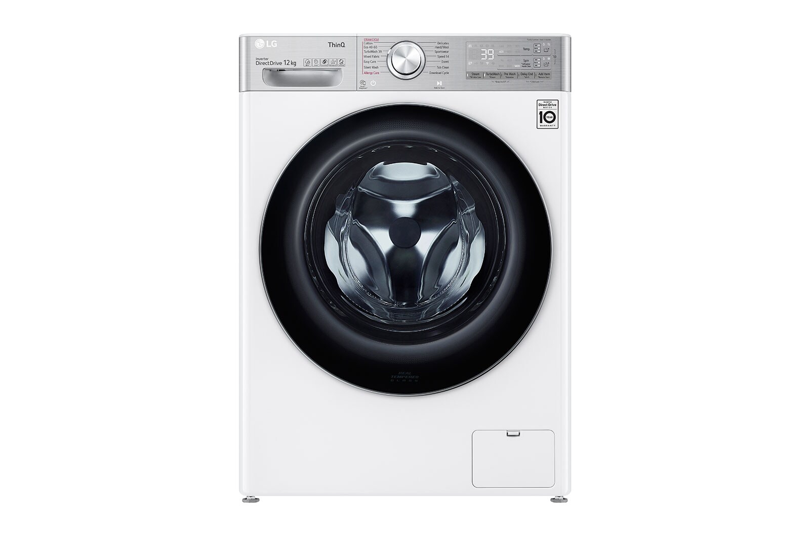 LG Waschmaschine | 12 kg | AI DD™ | Steam | TurboWash | Neue Wohlfühl-Trommel | Automatische Waschmitteldosierung | LG F4WV912AT, F4WV912AT