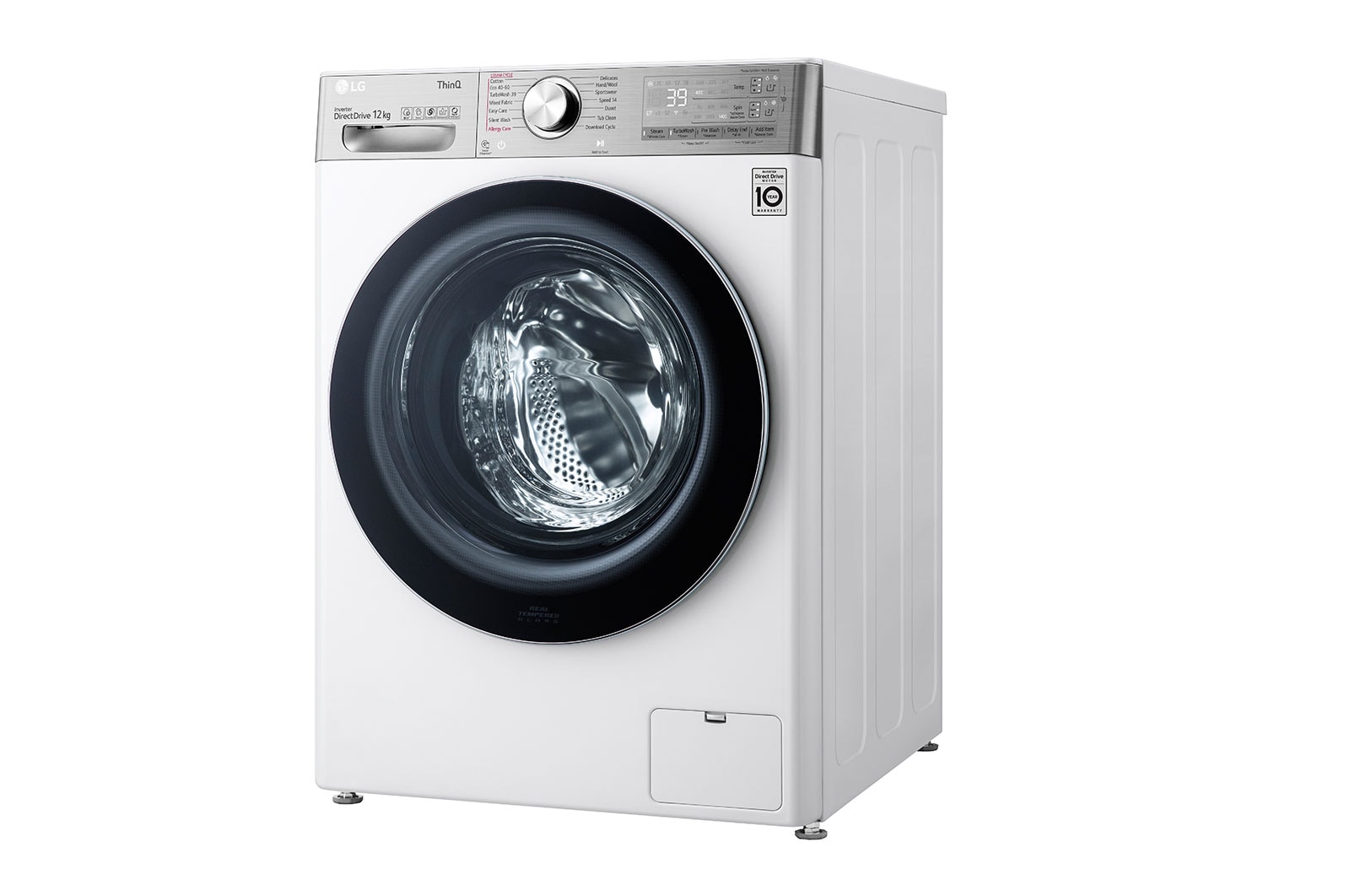 LG Waschmaschine | 12 kg | AI DD™ | Steam | TurboWash | Neue Wohlfühl-Trommel | Automatische Waschmitteldosierung | LG F4WV912AT, F4WV912AT