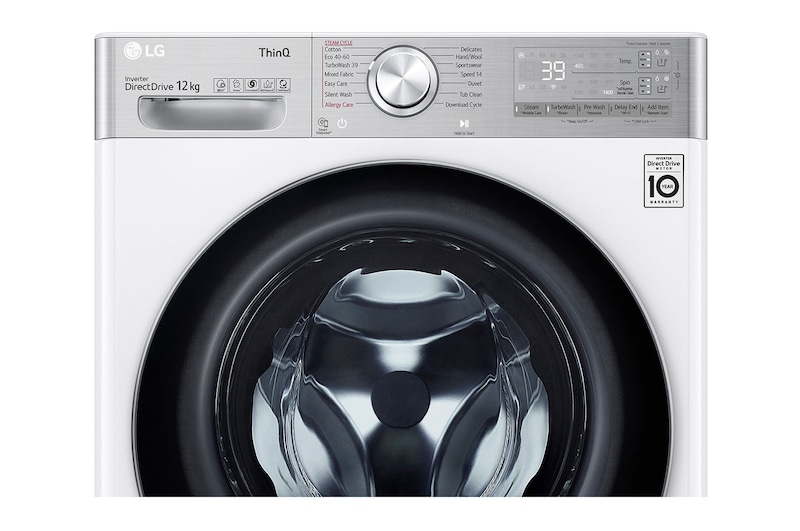 LG Waschmaschine | 12 kg | AI DD™ | Steam | TurboWash | Neue Wohlfühl-Trommel | Automatische Waschmitteldosierung | LG F4WV912AT, F4WV912AT