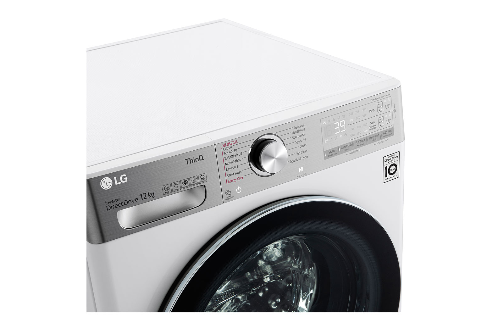LG Waschmaschine | 12 kg | AI DD™ | Steam | TurboWash | Neue Wohlfühl-Trommel | Automatische Waschmitteldosierung | LG F4WV912AT, F4WV912AT
