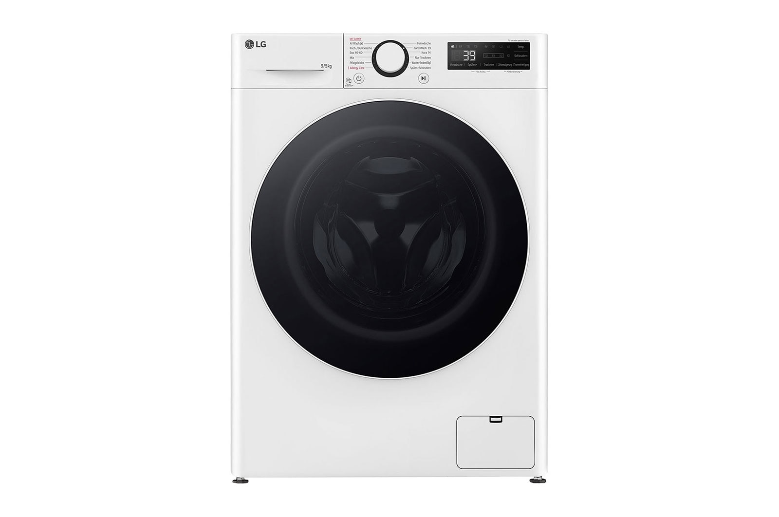 LG Waschtrockner mit 1.200 U./Min. | EEK A/E | 9 kg Waschen | 5 kg Trocknen | Weiß mit schwarzem Bullaugenring | V5WD95SLIM, V5WD95SLIM