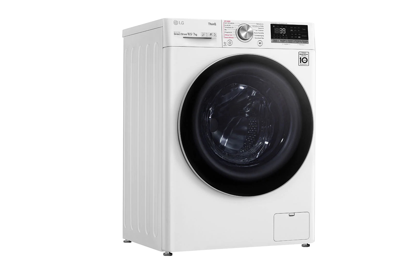 LG Waschtrockner mit AI DD™ | 10,5 kg Waschen | 7 kg Trocknen | 1400 U/Min | Steam | TurboWash™ | Neue Wohlfühl-Trommel | LG V7WD107HSE, V7WD107H2E