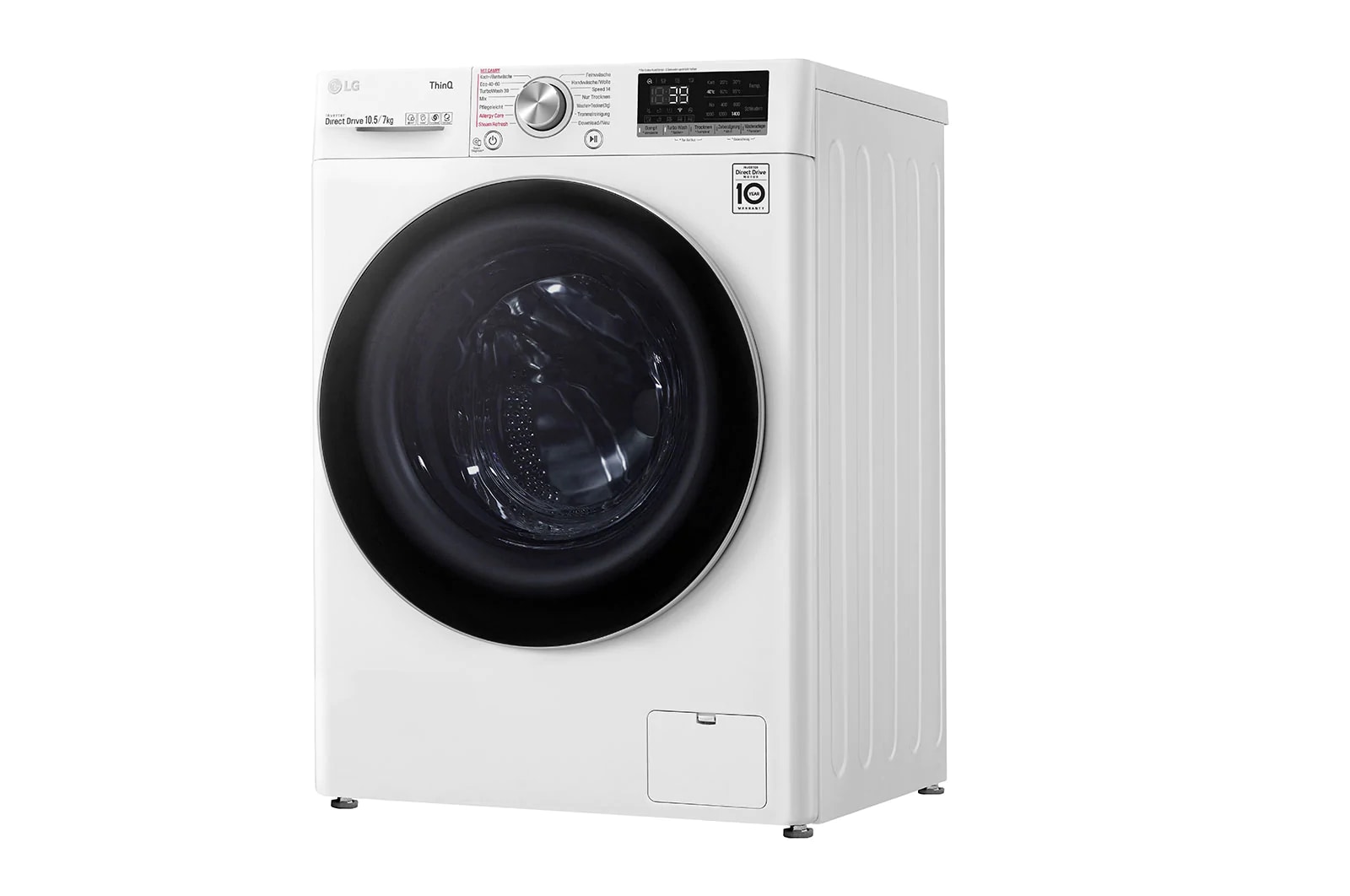 LG Waschtrockner mit AI DD™ | 10,5 kg Waschen | 7 kg Trocknen | 1400 U/Min | Steam | TurboWash™ | Neue Wohlfühl-Trommel | LG V7WD107HSE, V7WD107H2E