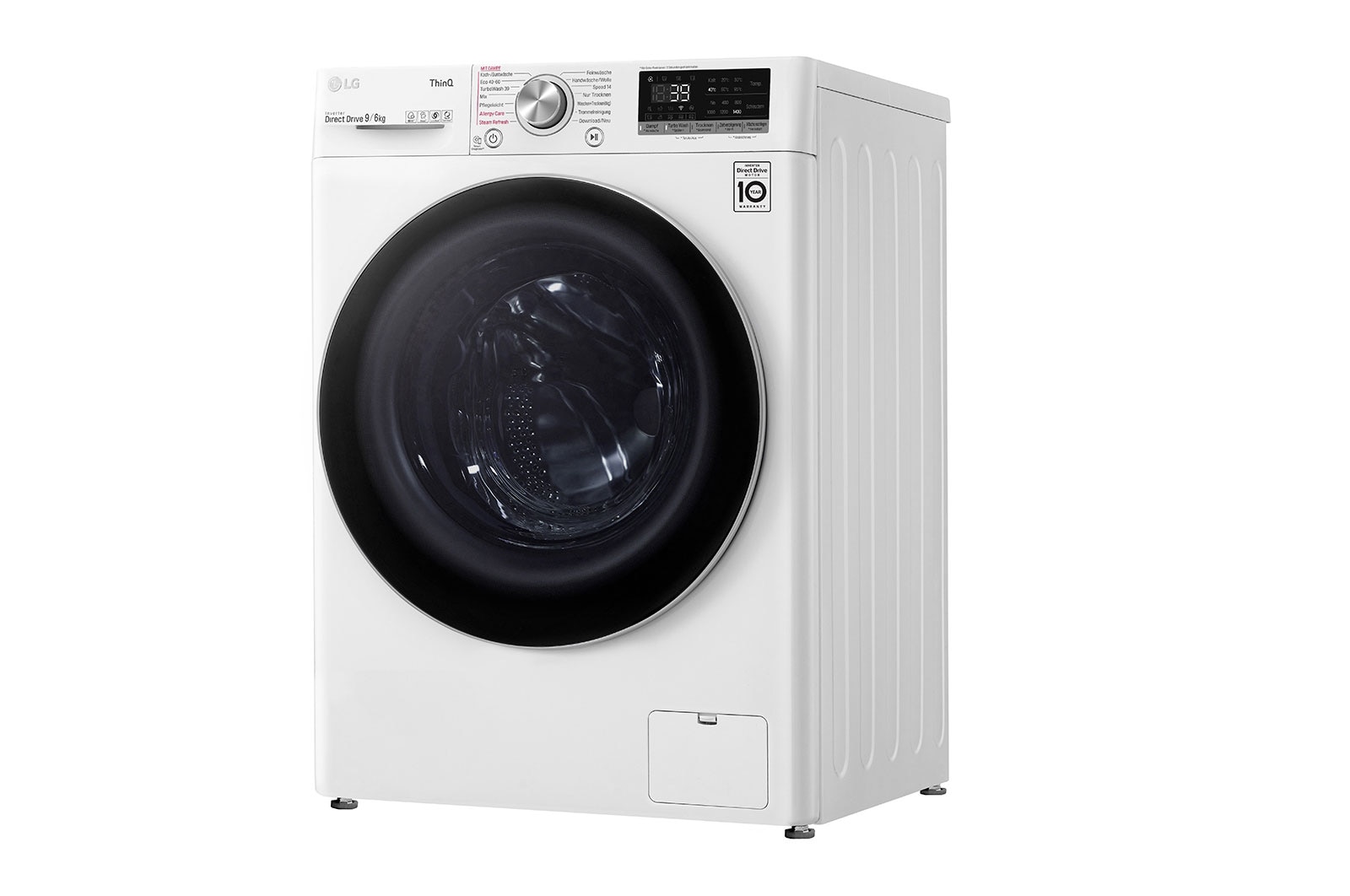 LG Waschtrockner mit AI DD™ | 9 KG Waschen | 6 KG Trocknen | 1400 U/Min | Steam | TurboWash™ 360° | Neue Wohlfühl-Trommel | Wi-Fi-Funktion | LG V7WD906A, V7WD906A
