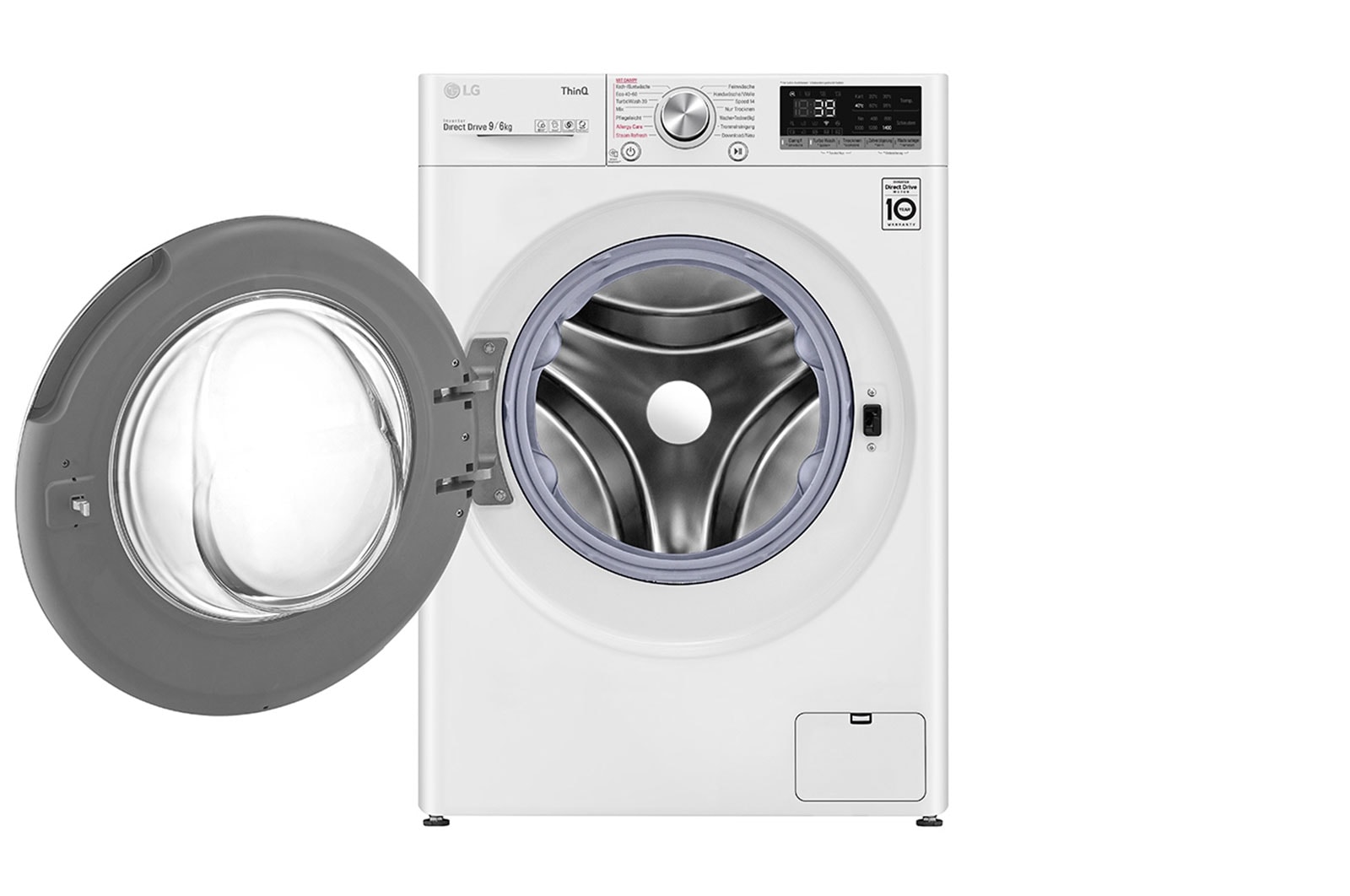 LG Waschtrockner mit AI DD™ | 9 KG Waschen | 6 KG Trocknen | 1400 U/Min | Steam | TurboWash™ 360° | Neue Wohlfühl-Trommel | Wi-Fi-Funktion | LG V7WD906A, V7WD906A