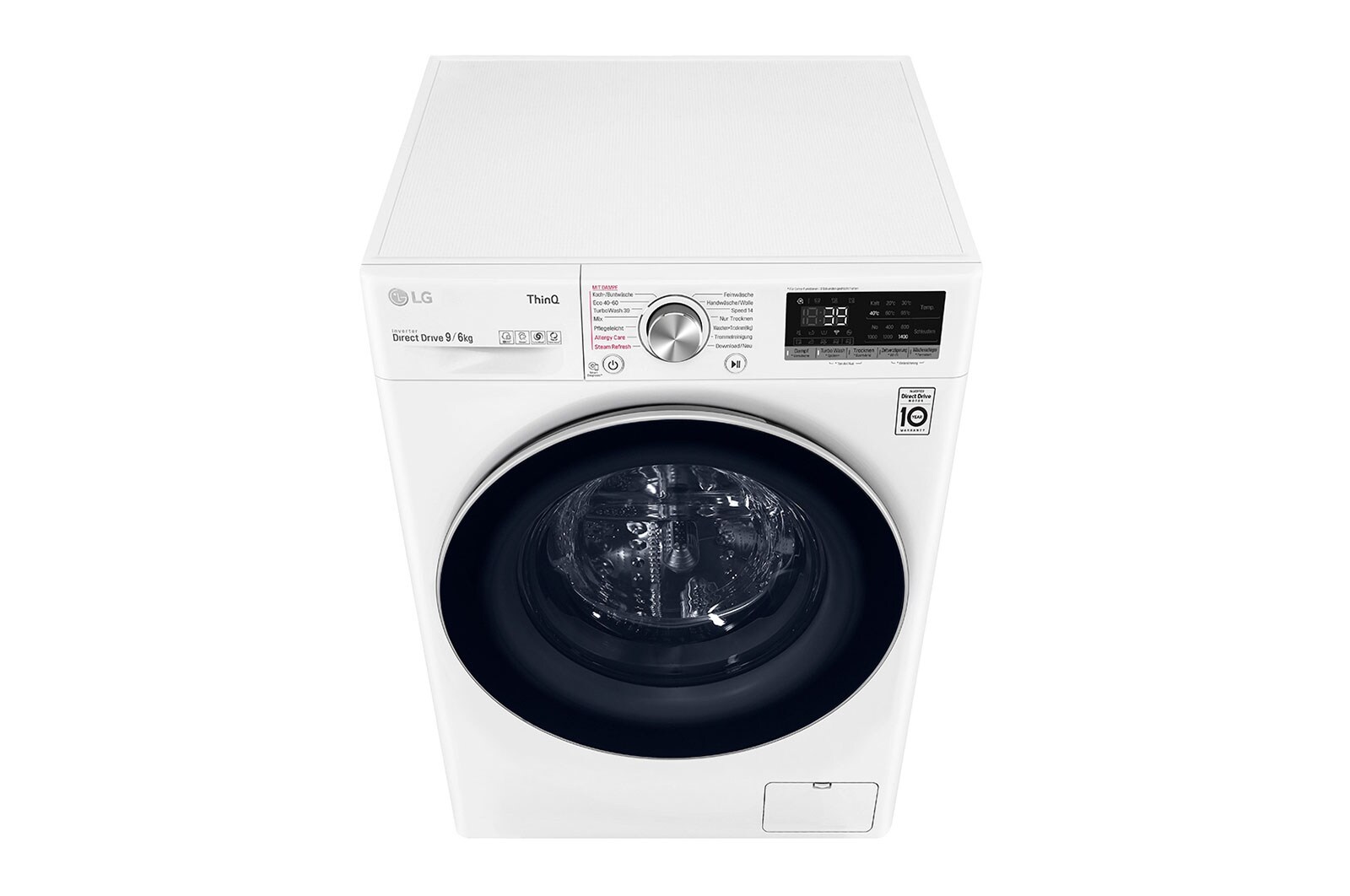 LG Waschtrockner mit AI DD™ | 9 KG Waschen | 6 KG Trocknen | 1400 U/Min | Steam | TurboWash™ 360° | Neue Wohlfühl-Trommel | Wi-Fi-Funktion | LG V7WD906A, V7WD906A