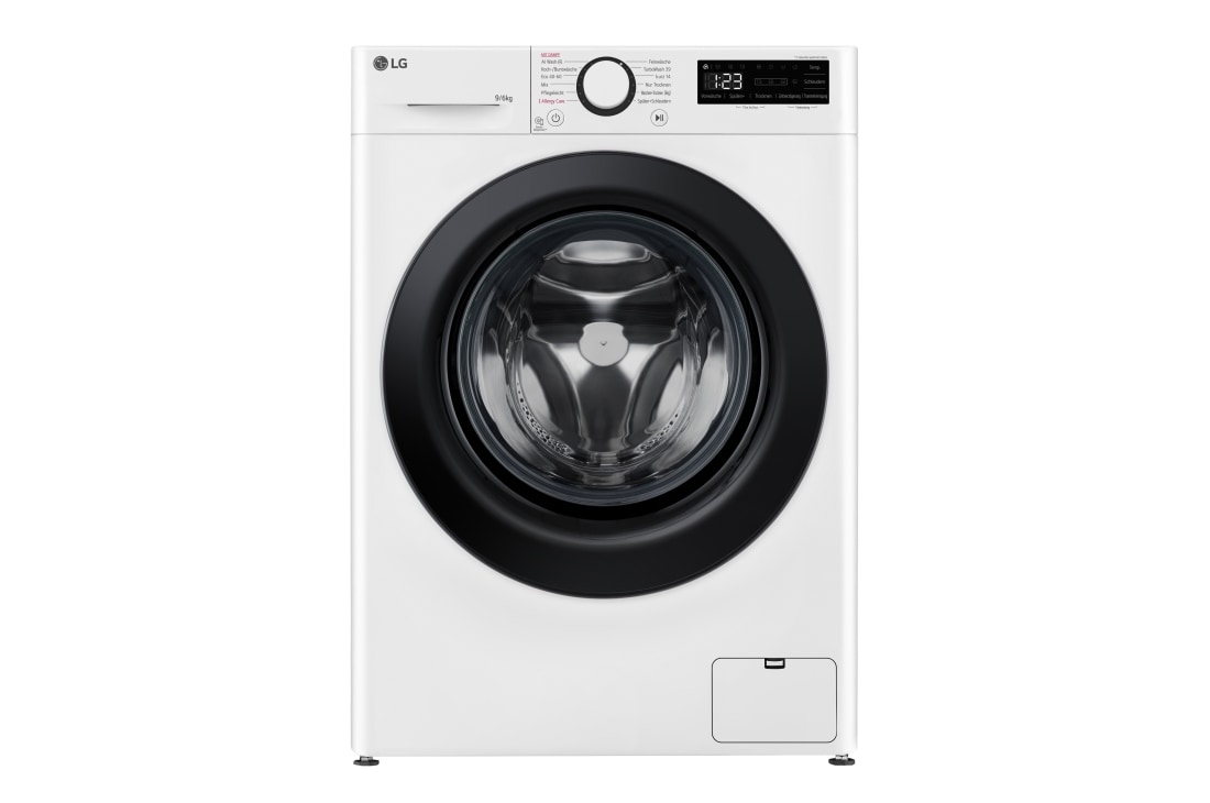 LG Waschtrockner mit 1.400 U./Min. | EEK D/A | 9 kg Waschen | 6 kg Trocknen | Weiß mit schwarzem Bullaugenring | W4WR42966, W4WR42966