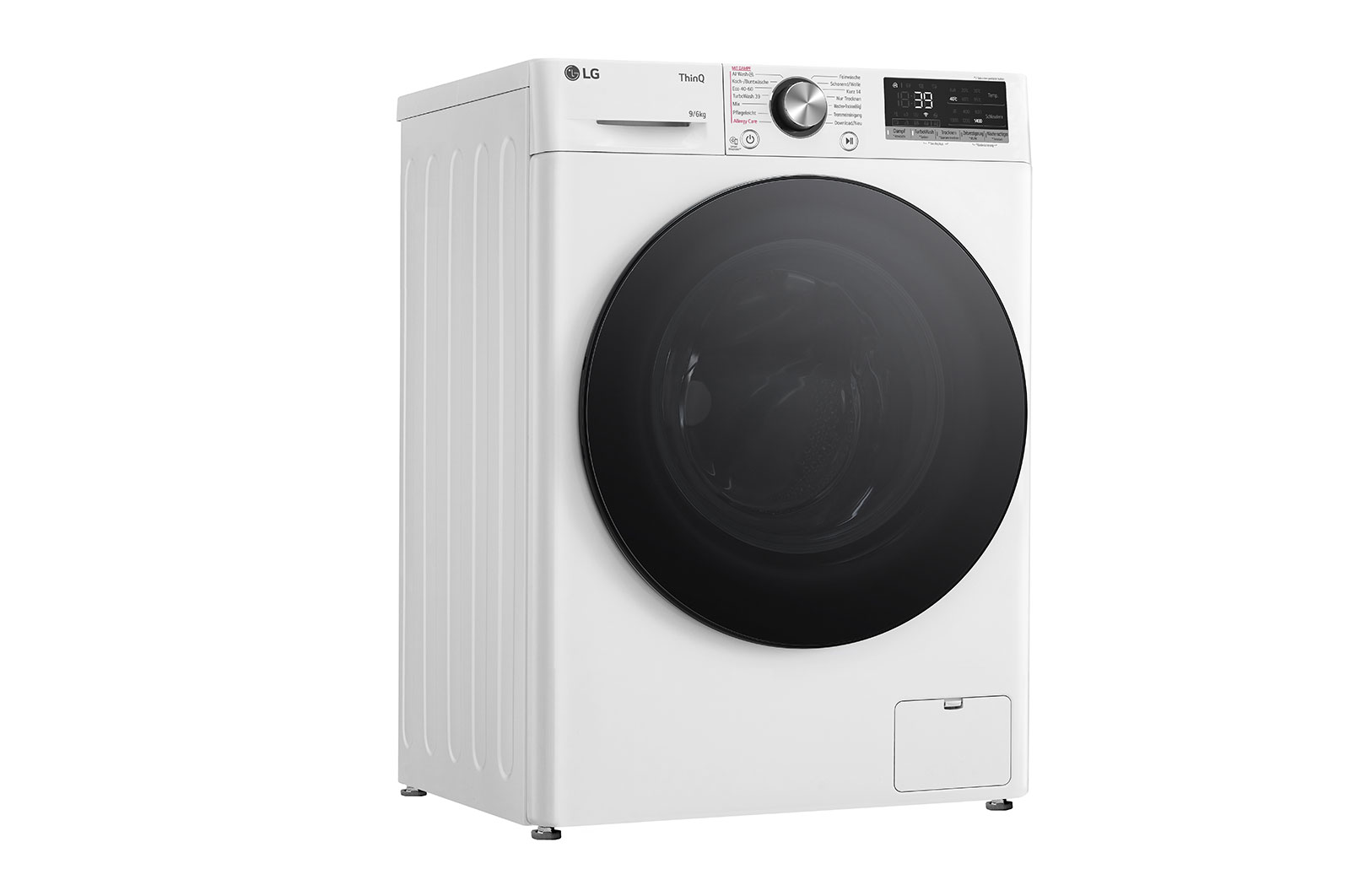 LG Waschtrockner mit 1.400 U./Min. | EEK D/A | 9 kg Waschen | 6 kg Trocknen | Weiß mit schwarzem Bullaugenring | W4WR7096Y, W4WR7096Y