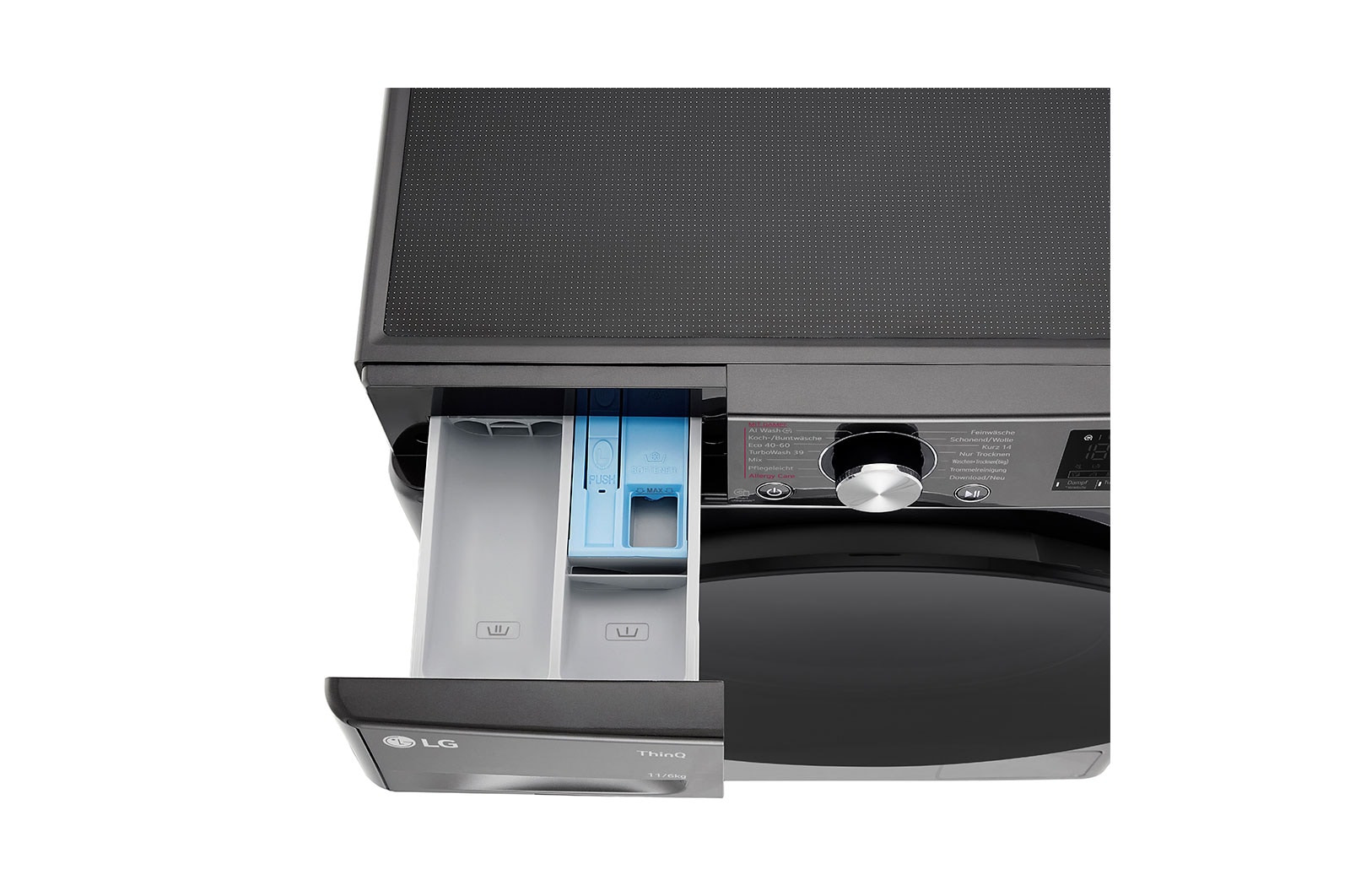 LG Waschtrockner mit 1.400 U./Min. | EEK D/A | 11 kg Waschen | 6 kg Trocknen | Schwarz mit schwarzem Bullaugenring | W4WR70E6YB, W4WR70E6YB