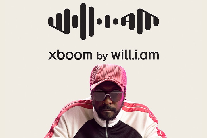 will.i.am's image with xboom by will.i.am logo play on top