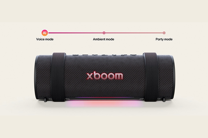 Front view of xboom Grab with its light on.