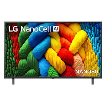 Front view of 43 inch LG NanoCell AI NANO80 4K Smart TV 2025 43NANO80ASA