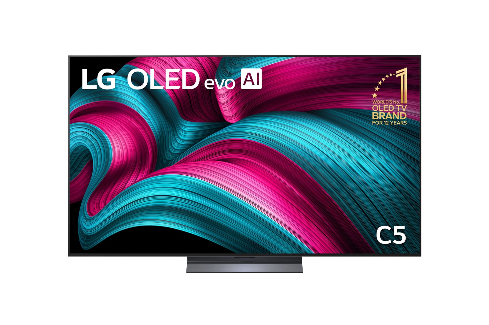 Front view of 65 inch LG OLED evo AI C5 4K Smart TV 2025 OLED65C5PSA